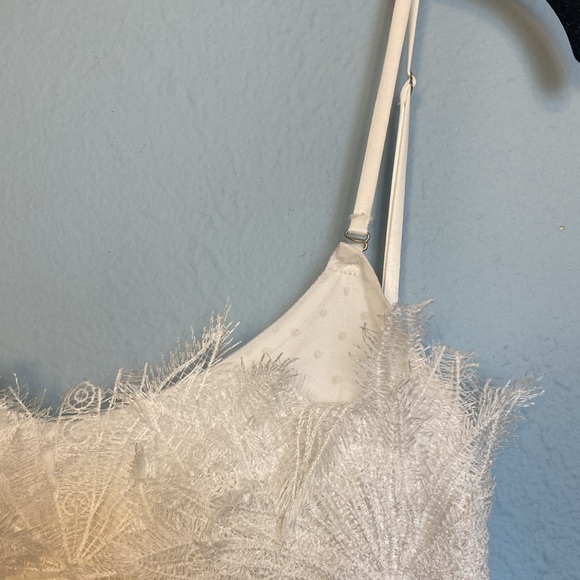 INAMORE Womens Size M Mariposa Little White Dress Mini Lace Appliqué Flowers - Picture 5 of 16